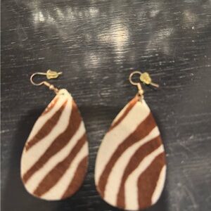 Brown and White Zebra Print Earrings